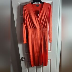 Elegant Orange Wrap Dress